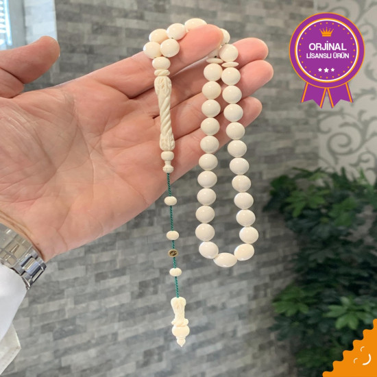 Özel Usta İşçilikli Sistemli Oyma Fil Dişi Tesbih,Hayvansal Tesbih Tesbih