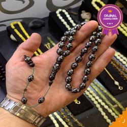 Özel Usta İşçilikli Koleksiyonluk Abanoz Ağacı Üzeri Gümüş Kakma Tesbih