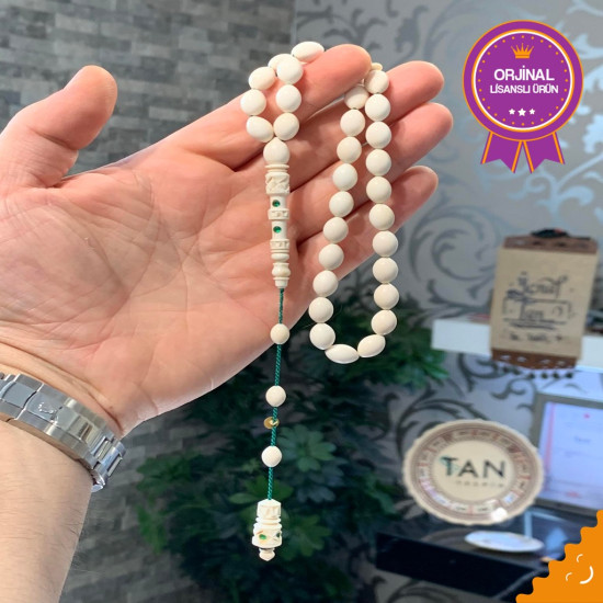 Özel Usta İşçilikli Yakut Kakma Özel Koleksiyonluk Fil Dişi Tesbih,Hayvansal Tesbih Tesbih