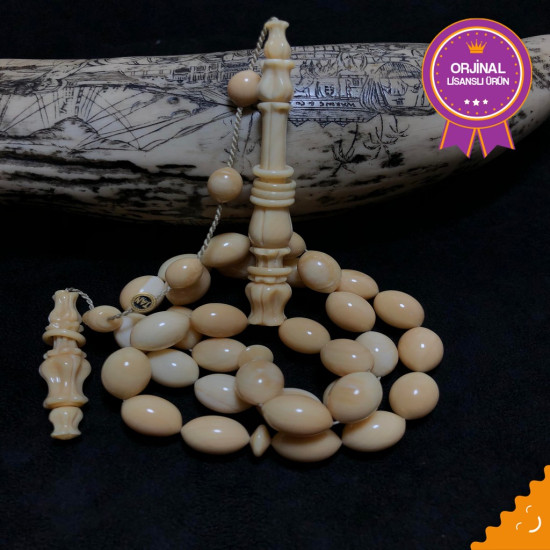 8,5 X 12,5 Mm Özel Koleksiyonluk Usta İşçilikli Kambur Balina Dişi Tesbih Bd1,Hayvansal Tesbih Tesbih