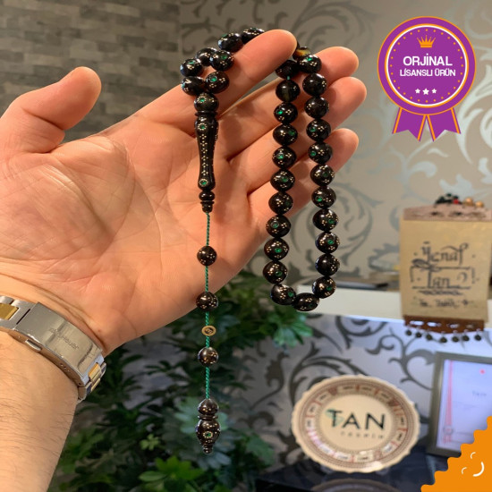 Özel Koleksiyonluk Yoğun Altın Ve Zümrüt Kakma Turtle Shell Tesbih,Hayvansal Tesbih Tesbih