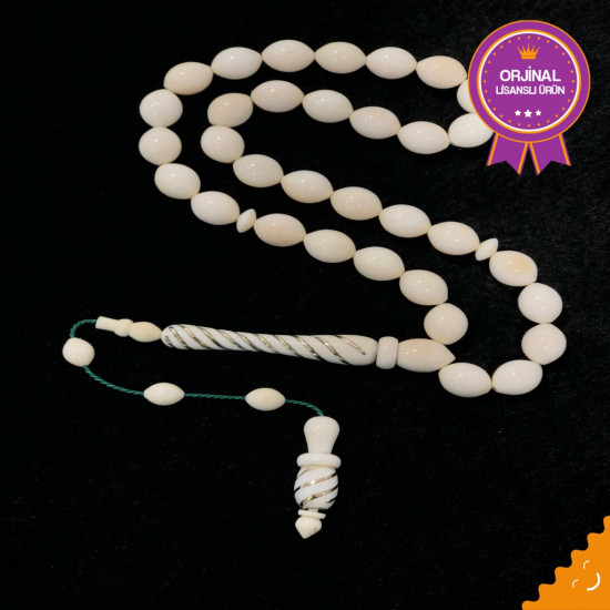 Özel Altın Sarmal Usta İşçilikli Fil Dişi Tesbih,Hayvansal Tesbih Tesbih