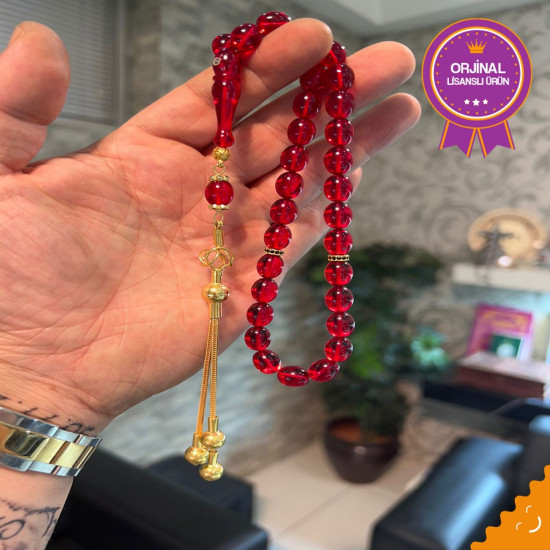 Özel Püskül Takımlı Ateş Kehribar Tesbih Ak1802,Ateş Kehribar Tesbih
